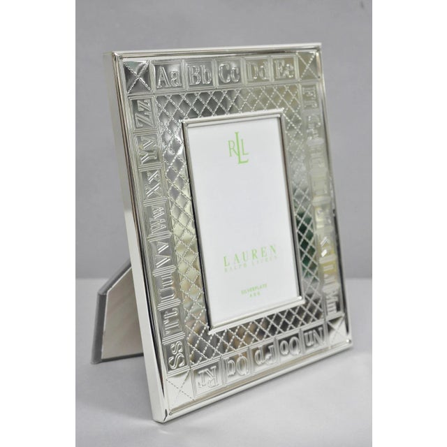 Lauren, Ralph Lauren Silver Plated 4x6 Photo Picture Frame - MacKenzie Quilt (Alphabet Motif) with Glass Front...