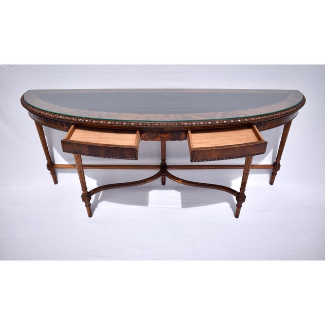 Brown 1960s Monumental French Style Demilune Console Table For Sale - Image 8 of 12