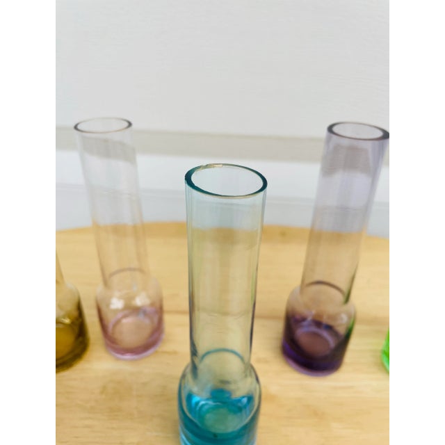 Purple Set of 5 Vintage Mid Century Modern Blown Glass Bud Vases For Sale - Image 8 of 12