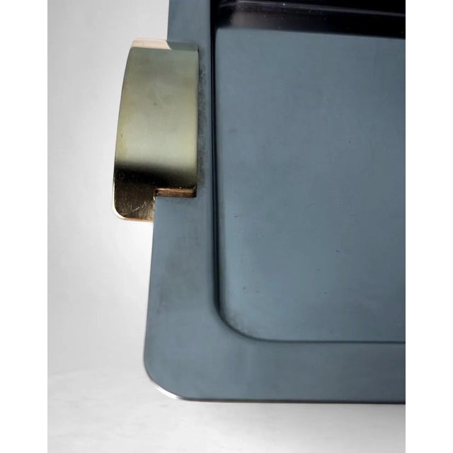Chrome Late 20th Century Giugiaro Design Italian Polished Stainless Steel and Brass Tray For Sale - Image 8 of 18
