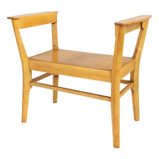 Scandinavian-Style Maple Bench with Armrests, 1960s For Sale