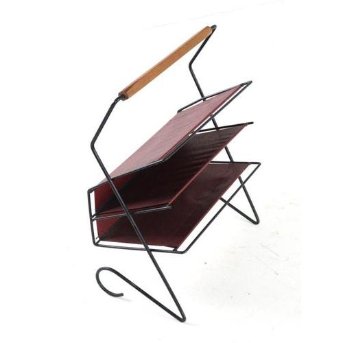 Leather and Metal Magazine Rack For Sale - Image 11 of 15