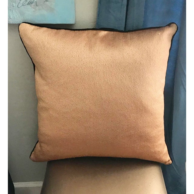 Modern 24” Waterford Gold Satin and Black Velvet Luxury Pillow With Feather Insert Excellent Condition B62 For Sale - Image 3 of 5