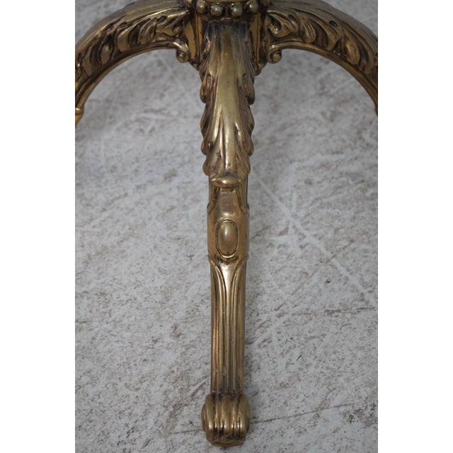 Hollywood Regency Brass & Round Glass Pedestal 54 Inch Dining Table For Sale - Image 10 of 11