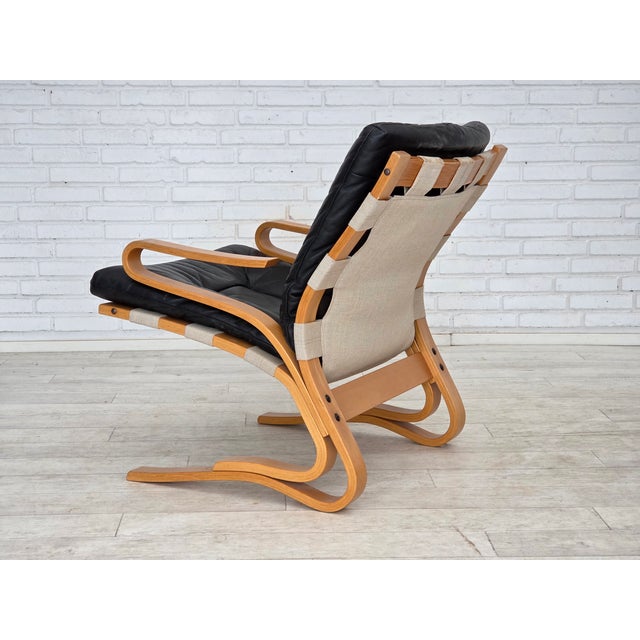 Norwegian Model Kengu Armchair in Leather and Bentwood from Rybo Rykken & Co, 1970s For Sale - Image 14 of 18