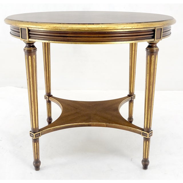 Widdicomb 26" Round Gold Gilt Side End Lamp Table Stand Book Matched Veneer For Sale - Image 6 of 11