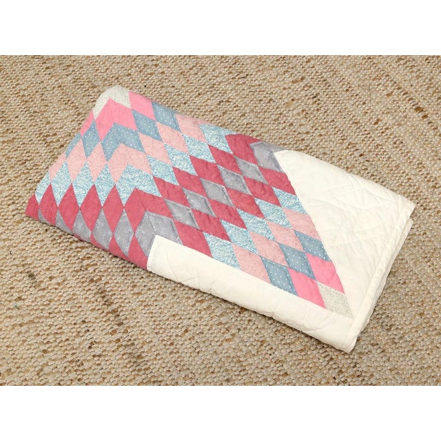 Textile Diamond and Chevron Quilt For Sale - Image 7 of 7