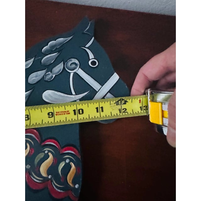 Wood Swedish 1990’s Hand Painted Wood Dala Horse “welcome” Valkommen Sign For Sale - Image 7 of 11