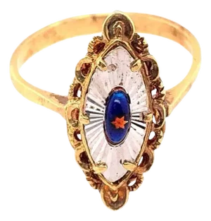14 Karat Two-Tone Gold Contemporary Ring, Size 7