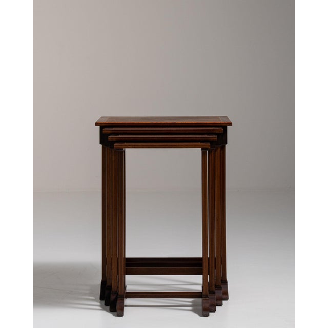 1960-1969 France Rich Walnut Brown Carved Walnut Console Table For Sale - Image 4 of 11