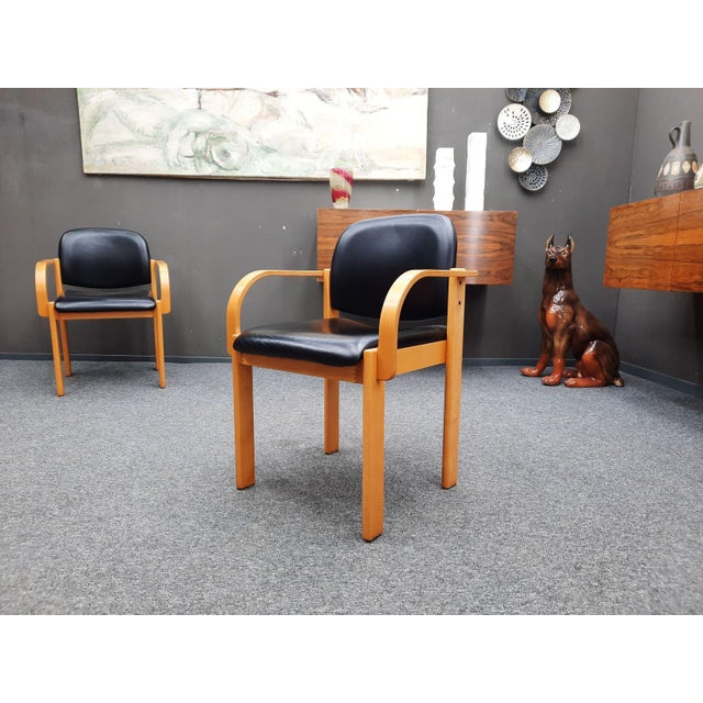 Wood Mid-Century Beechwood and Leather Chairs from Wilde + Spieth, 1970s, Set of 2 For Sale - Image 7 of 14