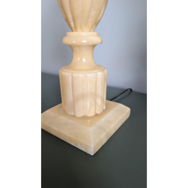 Vintage Alabaster Table Lamps Italian Neoclassical Style With Acanthus Carving - Pair For Sale - Image 10 of 14