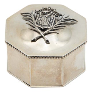 Vintage Octagonal Silver Box For Sale