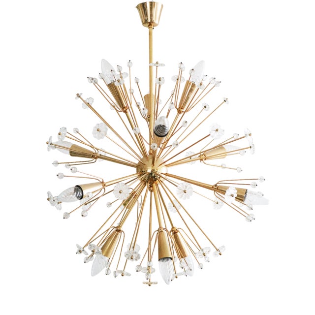 Large 24 Karat Gold-Plated Snowflake Pendant Lamp by Emil Stejnar for Rupert Nikoll, Vienna, Austria, 1960s For Sale