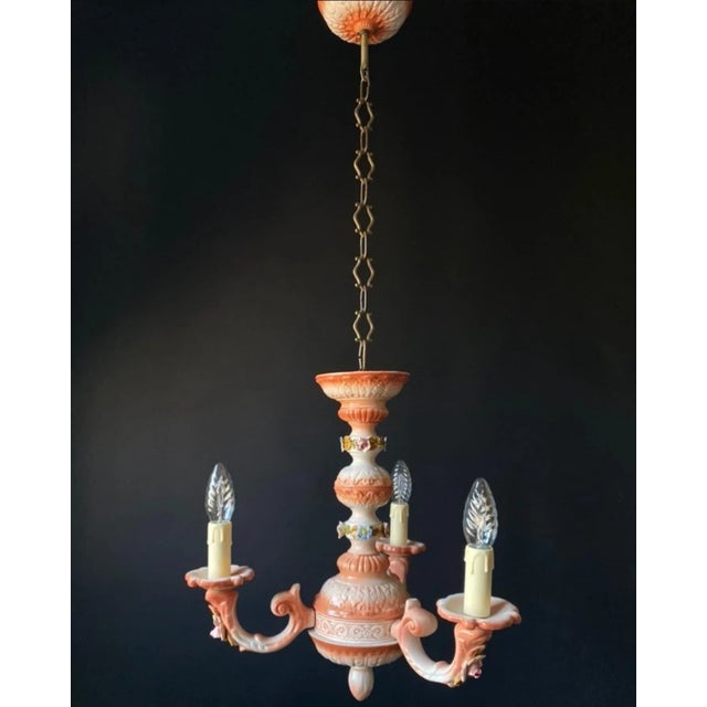 Vintage Italian Ceramic Chandelier, 1960s For Sale - Image 3 of 9