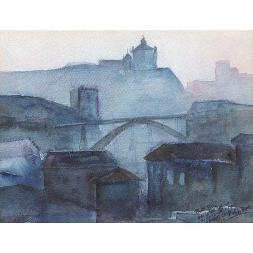 Paulo Villas-Boas, Arrábida Bridge, Watercolor on Paper For Sale