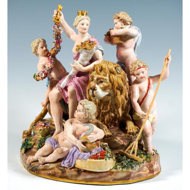 19th Century Large The Earth Allegorical Group by M.V. Acier for Meissen, Germany, 1850 For Sale - Image 5 of 12