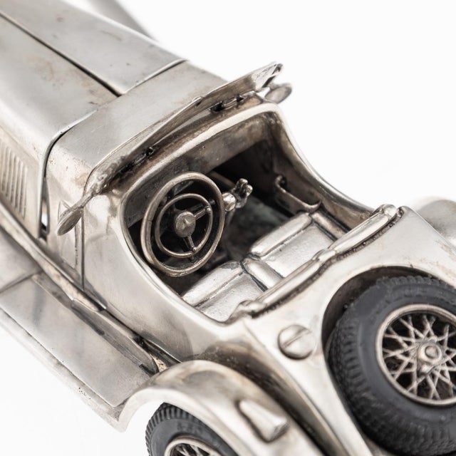 Vintage Silver Mercedes Benz SSK 1928 Roadster Model Car, 1960s For Sale - Image 15 of 18