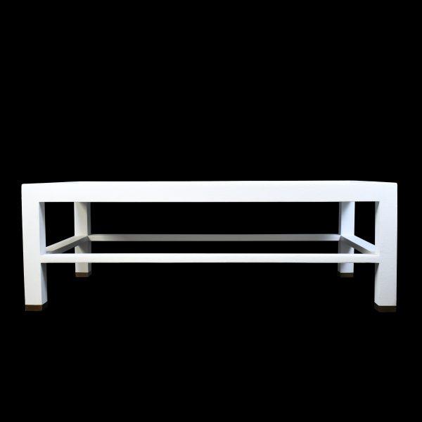 Contemporary Rectangular Linen Wrapped Coffee Table For Sale - Image 3 of 5