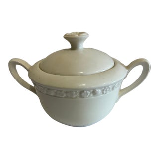 1960s Wedgwood Embossed English Ironstone Sugar Bowl For Sale
