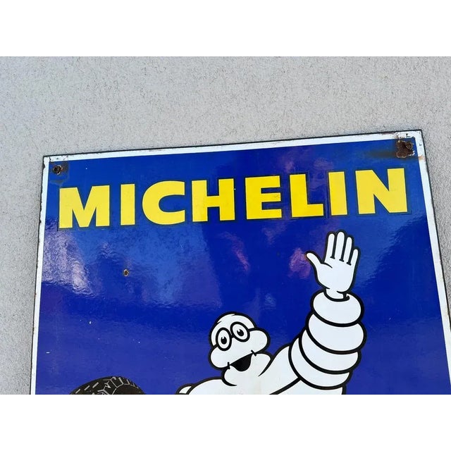 Mid-Century Modern Double-Sided Michelin Tires Porcelain Advertising Sign, France, 1970s For Sale - Image 3 of 11