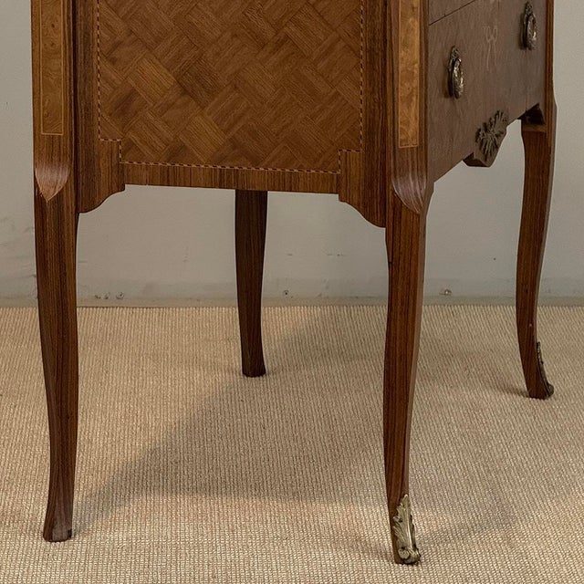 Antique French Louis XVI Style Marquetry Marble Top Commode For Sale - Image 10 of 18