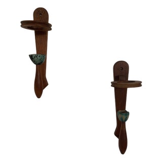 Mid-Century Oak Wall Lights, Set of 2 For Sale