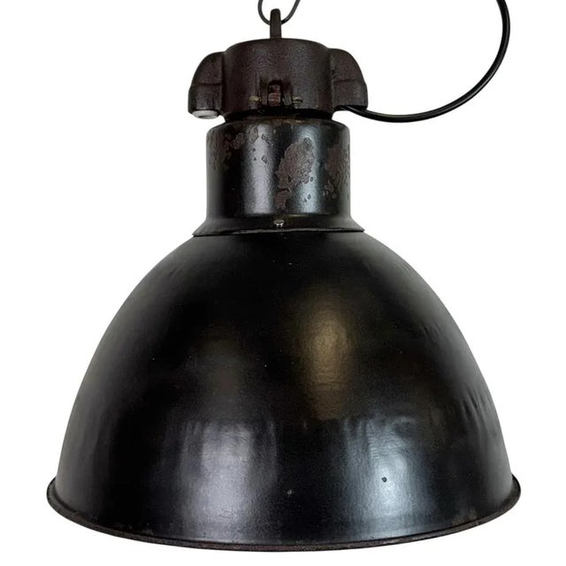 Industrial Bauhaus Black Enamel Pendant Light from Elektrosvit, 1930s For Sale - Image 18 of 18