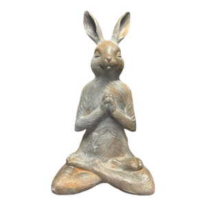 Vintage Cast Iron Meditating Yoga Hare Statue