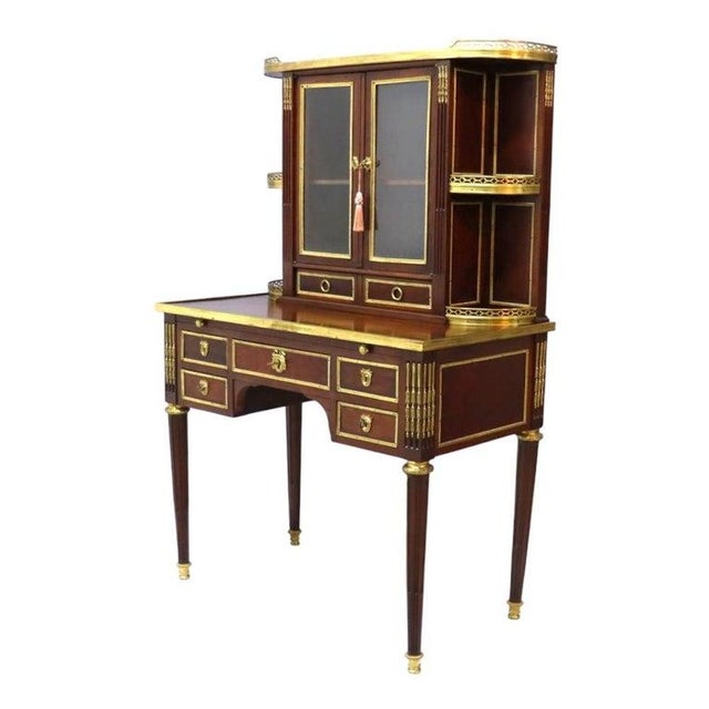 Late 19th Century Louis XVI Style Lady’s Desk, Bonheur Du Jour; Mahogany, Ormolu & Marble; C1890 For Sale - Image 5 of 18