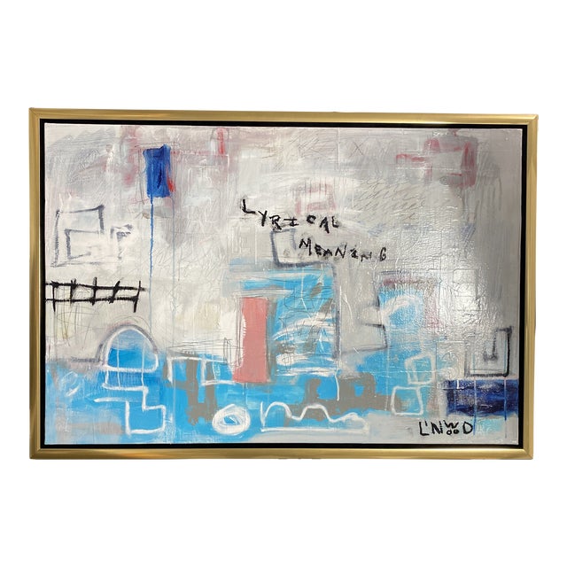 “Lyrical Meaning" Contemporary Abstract Original Mixed-Media Painting by Linwood For Sale
