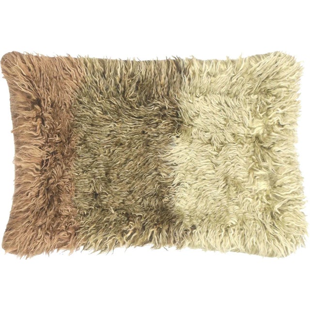 1960s Turkish Tulu Pillow. Hand sewn with fragments of vintage Anatolian Tulu Kilims. Fiber fill. 522128