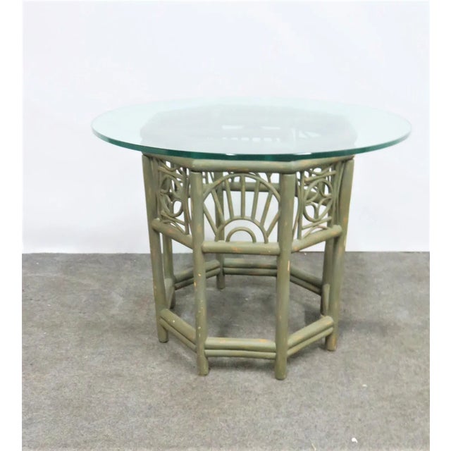 Mid Century Rattan Glass Top Table For Sale In Philadelphia - Image 6 of 6