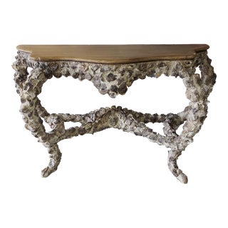 French Mid-Century Oyster Shell Grotto Console Table For Sale