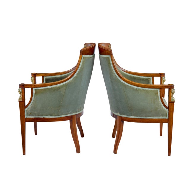 Forest Green Swedish Empire Revival Mahogany Lounge Suite, 1900s, Set of 3 For Sale - Image 8 of 10