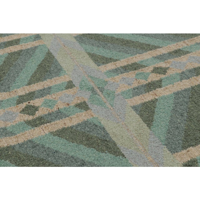 Contemporary Scandinavian Style Geometric Green Wool Rug by Rug & Kilim, India For Sale In New York - Image 6 of 10