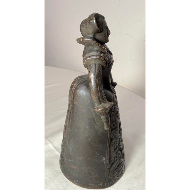 Antique 1800's Victorian Solid Heavy Bronze Elizabethan Lady Bell Boot Clapper For Sale - Image 12 of 14