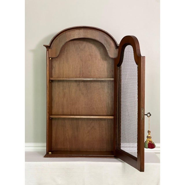 Farmhouse Italian Arch Top Hanging Wood Display Cabinet With Chicken Wire Door and Key, 20th C. For Sale - Image 3 of 16
