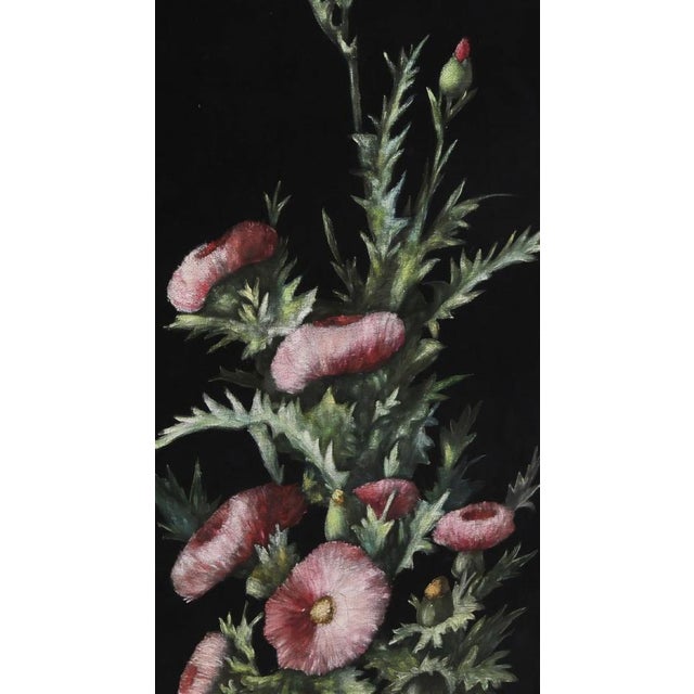 Edwardian Folding Screen with Handpainted Flowers on Velvet, 1910s For Sale - Image 6 of 10
