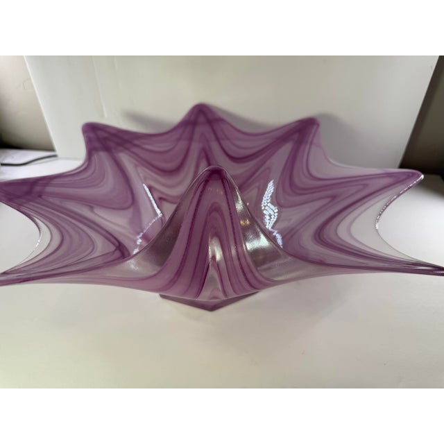 Glass Vintage Large Vintage Lavorazione Arte Murano Purple Pink Glass 8 Point Starfish Bowl For Sale - Image 7 of 12