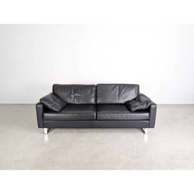Postmodern Conseta Three-Seater Sofa in Black Leather from Cor For Sale - Image 3 of 11