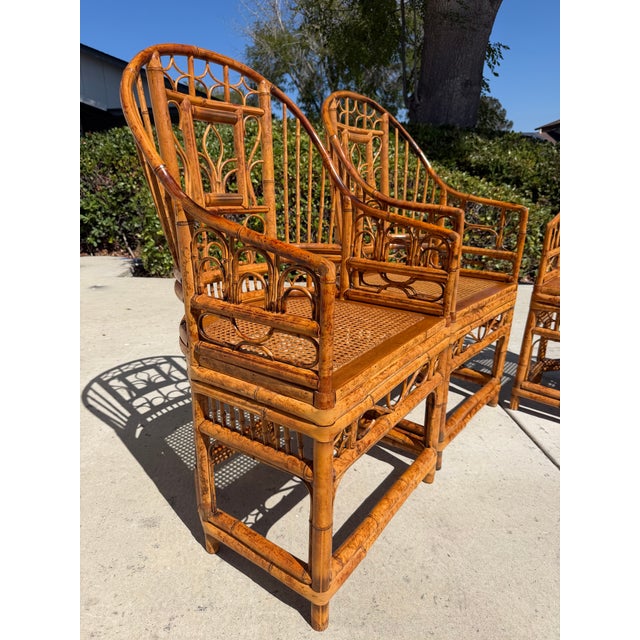 Vintage Rattan Bamboo Brighton Pavillion Chairs With Caned Seats, a Set of 4 For Sale - Image 10 of 11
