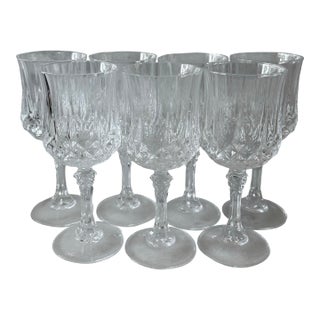 Set of 7 Cristal d'Arques Longchamp Wine Glasses For Sale