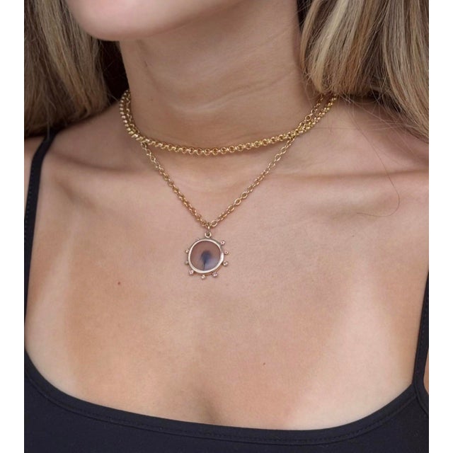 Dendritic Pendant With Diamonds & 14k Gold For Sale - Image 4 of 12