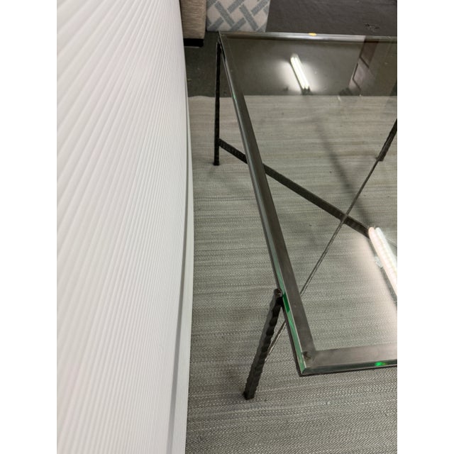 Custom Hammered Iron + Glass Coffee Table For Sale In San Francisco - Image 6 of 14