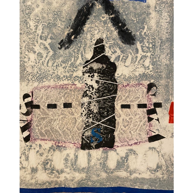 1980 James Coignard Otage Et Bleu Carborundum Etching With Collage For Sale - Image 4 of 10