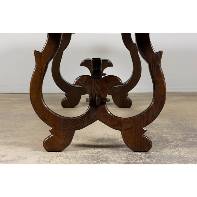 19th Century Spanish Oak Refectory Table With Monumental Trestle Base For Sale - Image 16 of 18