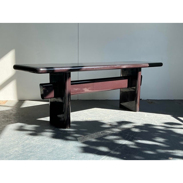 Coffee Vintage Boho Brown Lacquered Console Table For Sale - Image 8 of 10