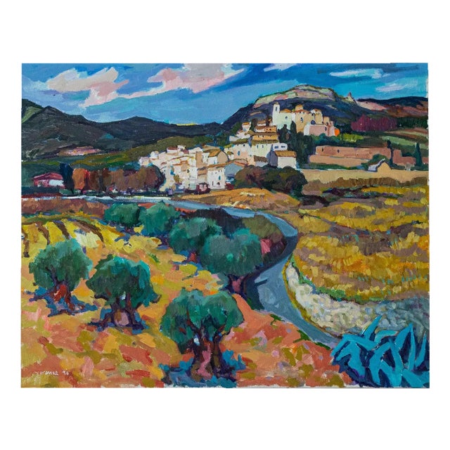 Reguera Canyelles Castle Landscape, Oil on Canvas, Framed For Sale