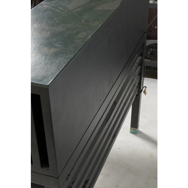 Steven Holl for Pace Collection “Illuminator” Desk With Green Leather & Etched Glass, 1980s For Sale - Image 9 of 10